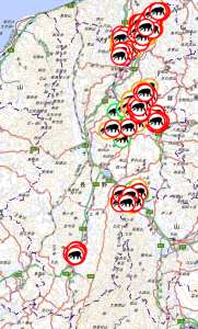 長野県の熊出没情報(一部)
