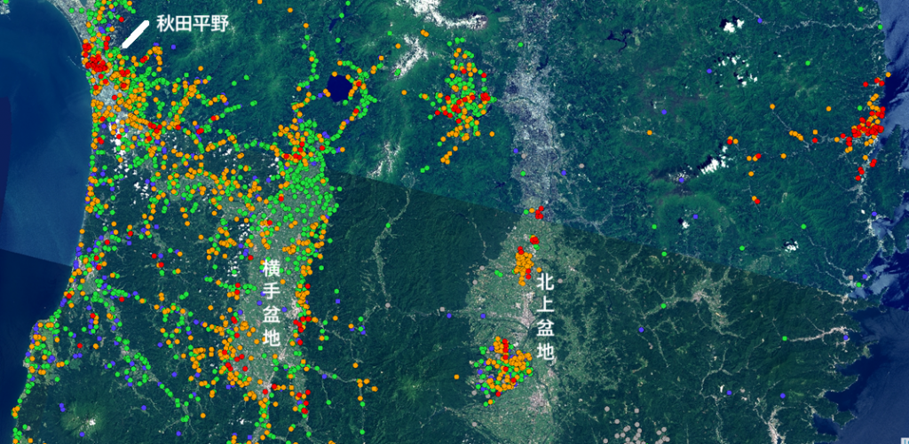 岩手県周辺の熊出没マップ