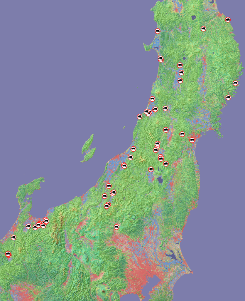 2025年緊急銃猟マップ+陰影起伏+土地被覆