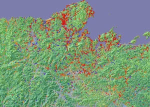 地形と熊出没地点 京都府と兵庫県
